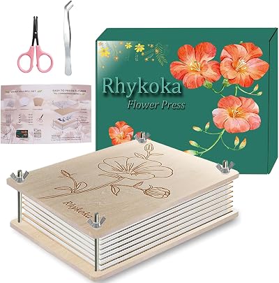 Rhykoka Flower Press 8-Layer 6.3x8.3 inch Wooden Leaf Pressing Kit