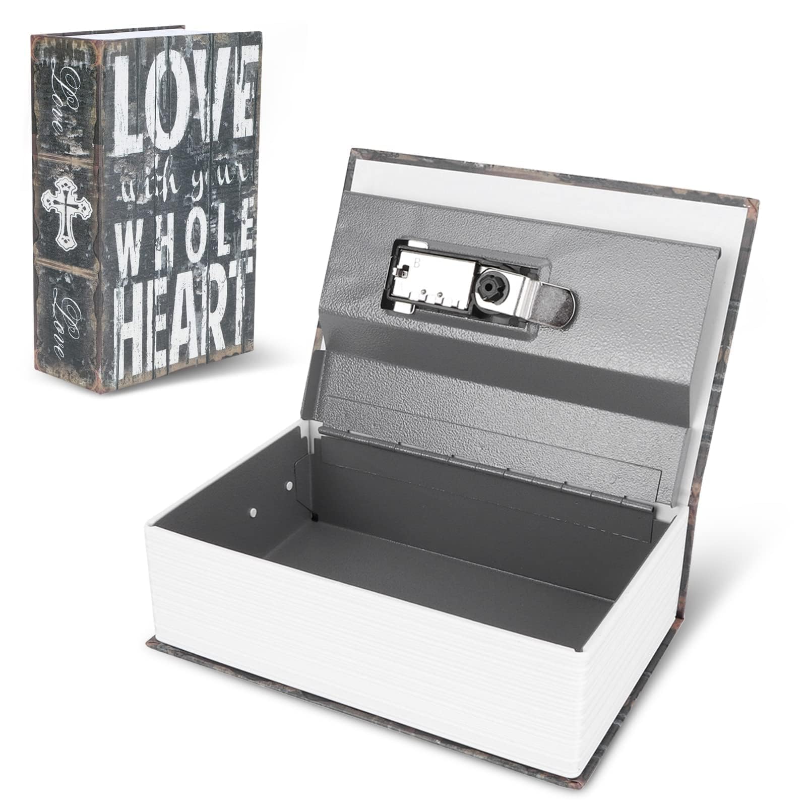 Book Safe with Combination Lock, Dictionary Diversion Money Box Portable Money Safe Box Secret Book Safe Storage Box with Security Combination Lock, 7.2x4.6x2.2inch