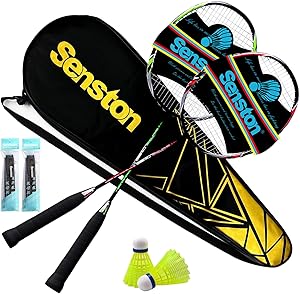 Senston Graphit Badminton-Set Leichtgewicht Badmintonschläger mit Schlägertasche Badminton Schläger Federballschläger für Training, Unterhaltung