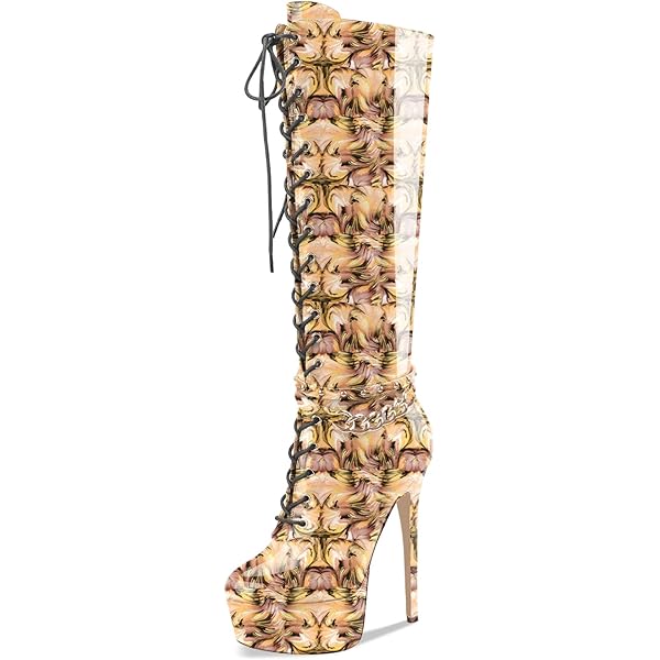 Amazon.com | YIYA Women's Gold Jeweled Embellished Boots Floral
