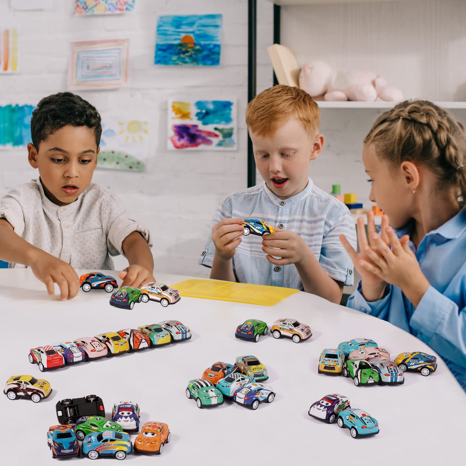 36PCS Mini Pull Back Cars for Kids Toddlers 3-5 4-8 Years Old, Race Cars Party Favors Bulk Vehicles Set, Classroom Prizes Box Pinata Fillers for Boys and Girls