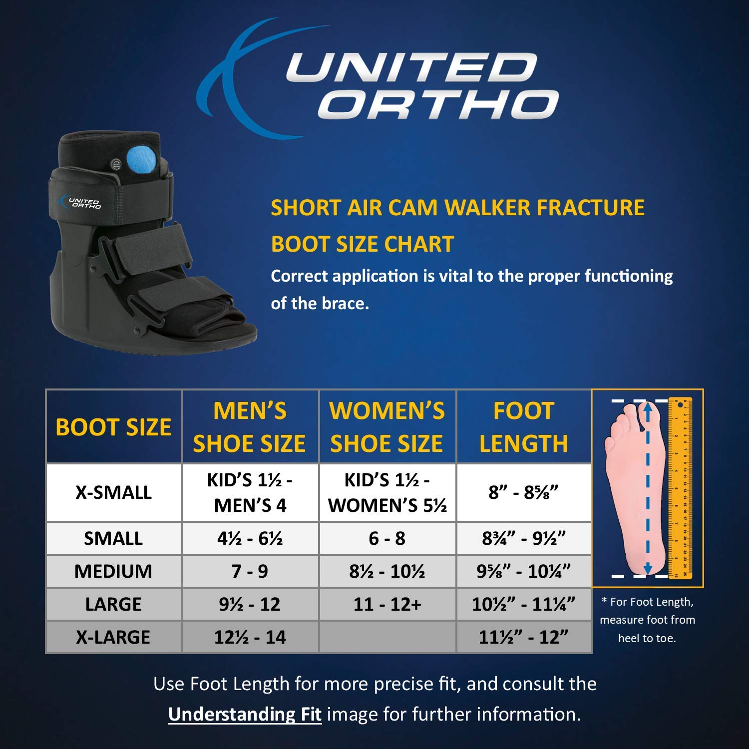 United Ortho - USA14117 Short Air Cam Walker Fracture Boot, Large, Black: Industrial & Scientific
