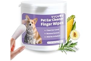 VVWVVW Dogs & Cats Ear Wipes- Finger Wipe Design、Natural Ingredients for Dogs and Cats Ear Cleaner，Gently Yet Effectively Remove Debris and Ear Wax -50 Count