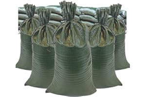 DURASACK Heavy Duty Sand Bags with Tie Strings Empty Woven Polypropylene Sand-Bags for Flood Control with 1600 Hours of UV Protection, 50 lbs Capacity, 14x26 inches, Green, Pack of 100