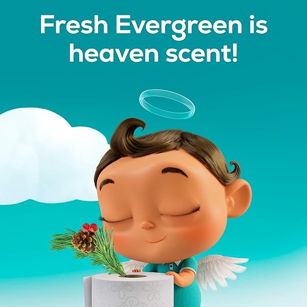 ANGEL SOFT TOILET PAPER WITH FRESH EVERGREEN SCENTED TUBE, 8 MEGA ROLLS = 32 REGULAR ROLLS, SOFT AND STRONG TOILET TISSUE