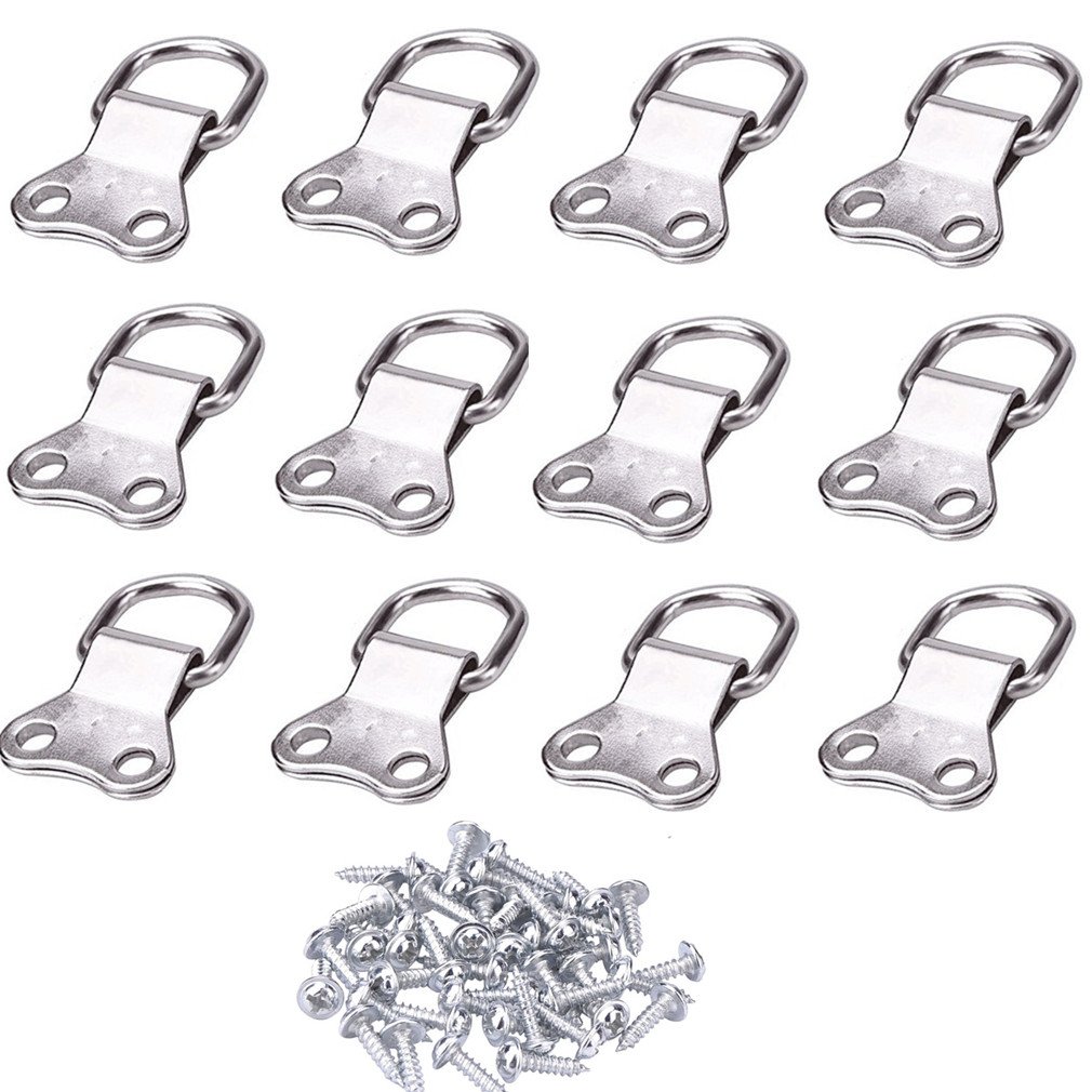 Qiorange 12 Pieces D-ring Picture Frame Hanging Hangers Double Hole with Screws (Typ B 12 Pcs)