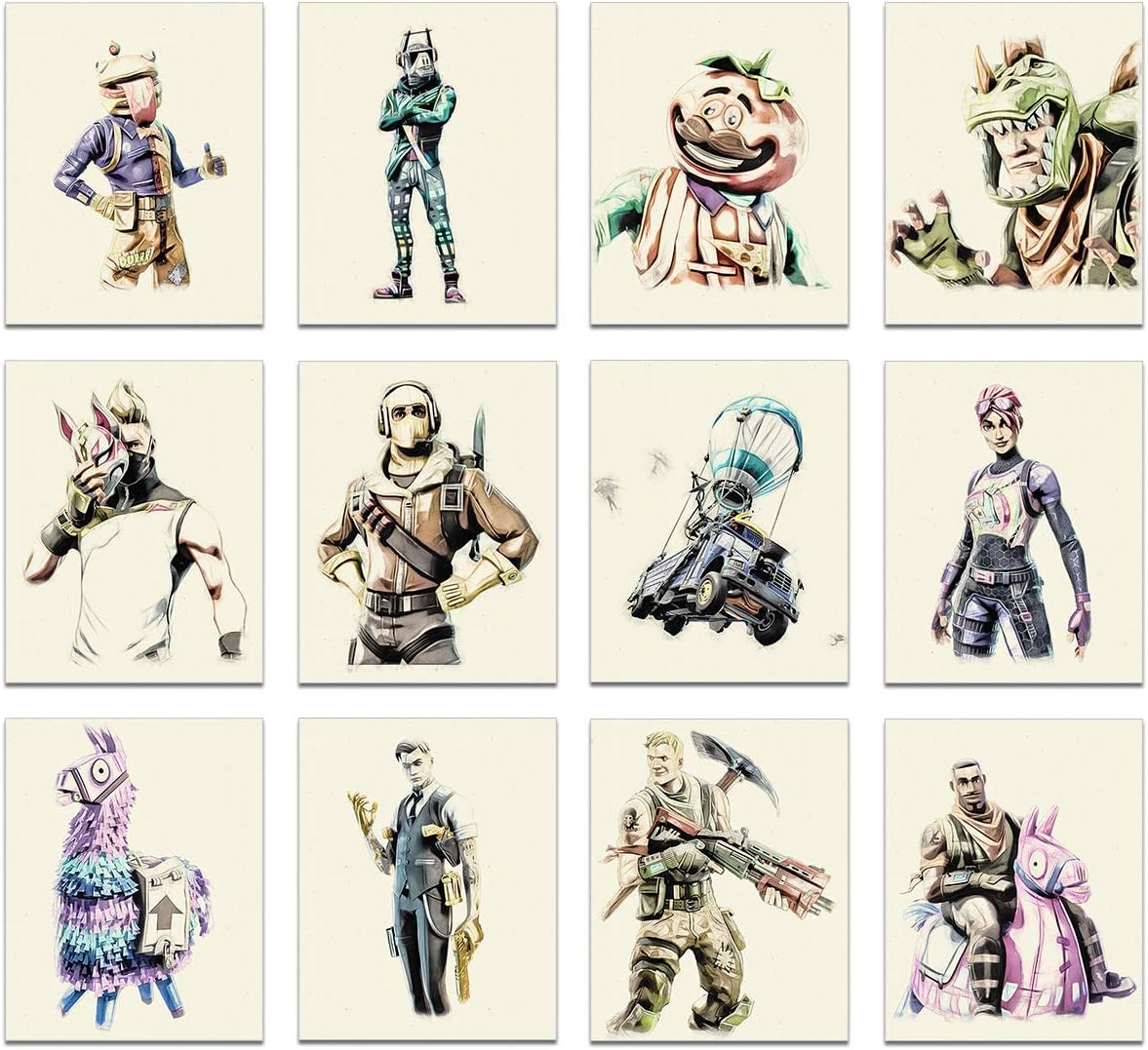 Battle Royale Poster Wall Art Decor - Set Of 12 ( 8x10 Inches ) - Video Gaming Boys Room Decorations - ( UNFRAMED )