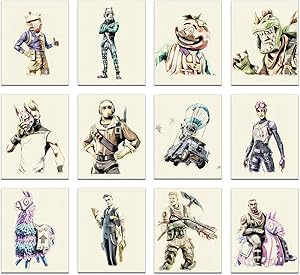 Battle Royale Poster Wall Art Decor - Set Of 12 ( 8x10 Inches ) - Video Gaming Boys Room Decorations - ( UNFRAMED )