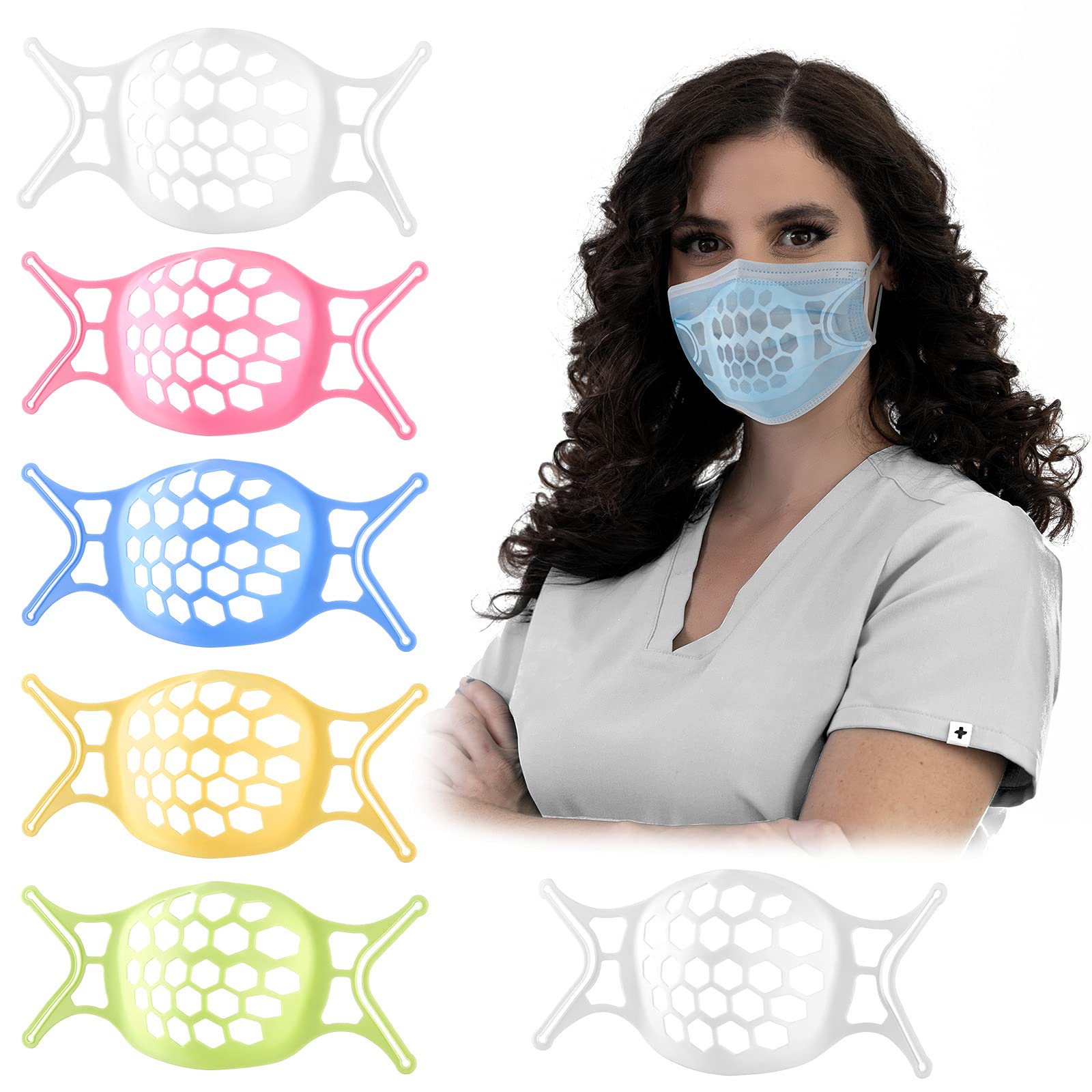 Photo 1 of 3D Face Mask Bracket Mask Guards for Under Mask Spacers for More Breathing Room Mask Insert Support for Women to Keeps Fabric off Mouth Silicone 6PC Multi Color