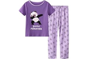 UNICABBIT21 Pajamas for Girls Cute Unicorn Pants and Short Sleeve Tee Big Kids Cotton Sleepwear Set Size 6-16