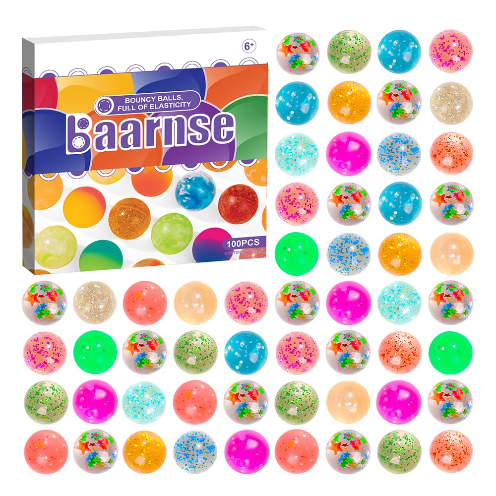 Photo 1 of 100PCS Colorful Clear Small Bouncy Balls with Gift Box Mixed Colors Bounce Bouncy Balls Party Favors, Carnival Prizes, Birthdays Gift, Easter Gifts (18 mm/ 0.71 Inch)