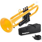 PAMPET Professional Plastic Bb Trumpet for Advanced Student Beginner Yellow | Lightweight Durable Standard Trumpets Bb Trumpets Instrument With 3C and 7C Mouthpiece