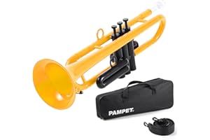 PAMPET Professional Plastic Bb Trumpet Set for Student Beginner With 7C and 3C Mouthpiece - Yellow