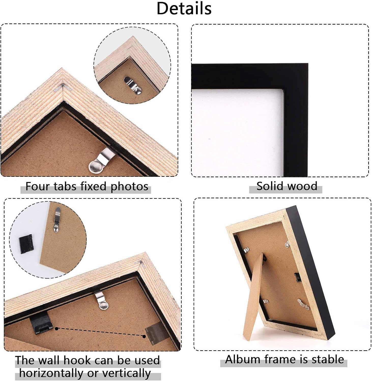 Dedoot 5x7 Picture Frames Set of 2, Black Photo Frames for Wall and Tabletop, Rectangle Wooden Picture Frames Set -