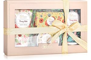 BODY & EARTH # LOVE Hand Lotion Sets for Women Gift, Mothers Day Gift for Mom, Peony Wish Body Cream Gifts Set, Include Hand Cream, Foot Cream, Soap, Scented Candle, Women Body Care for All Skin Types Skin Care Gift Set