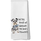 shiviody Funny Chinoiserie Schnauzer Kitchen Towels - Schnauzer Gifts for Women Dish Towels, Gifts for Dog Mom Lovers Decorative Absorbent Dishcloths Hand Towel for Kitchen Bathroom Decor 16x24 Inches