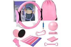 15 Pcs Pilates Equipment Kit for Women, Better Me Pilates Kit, Home Pilates Kit for Women with 14" Ring, 10" Ball, 5 Resistan