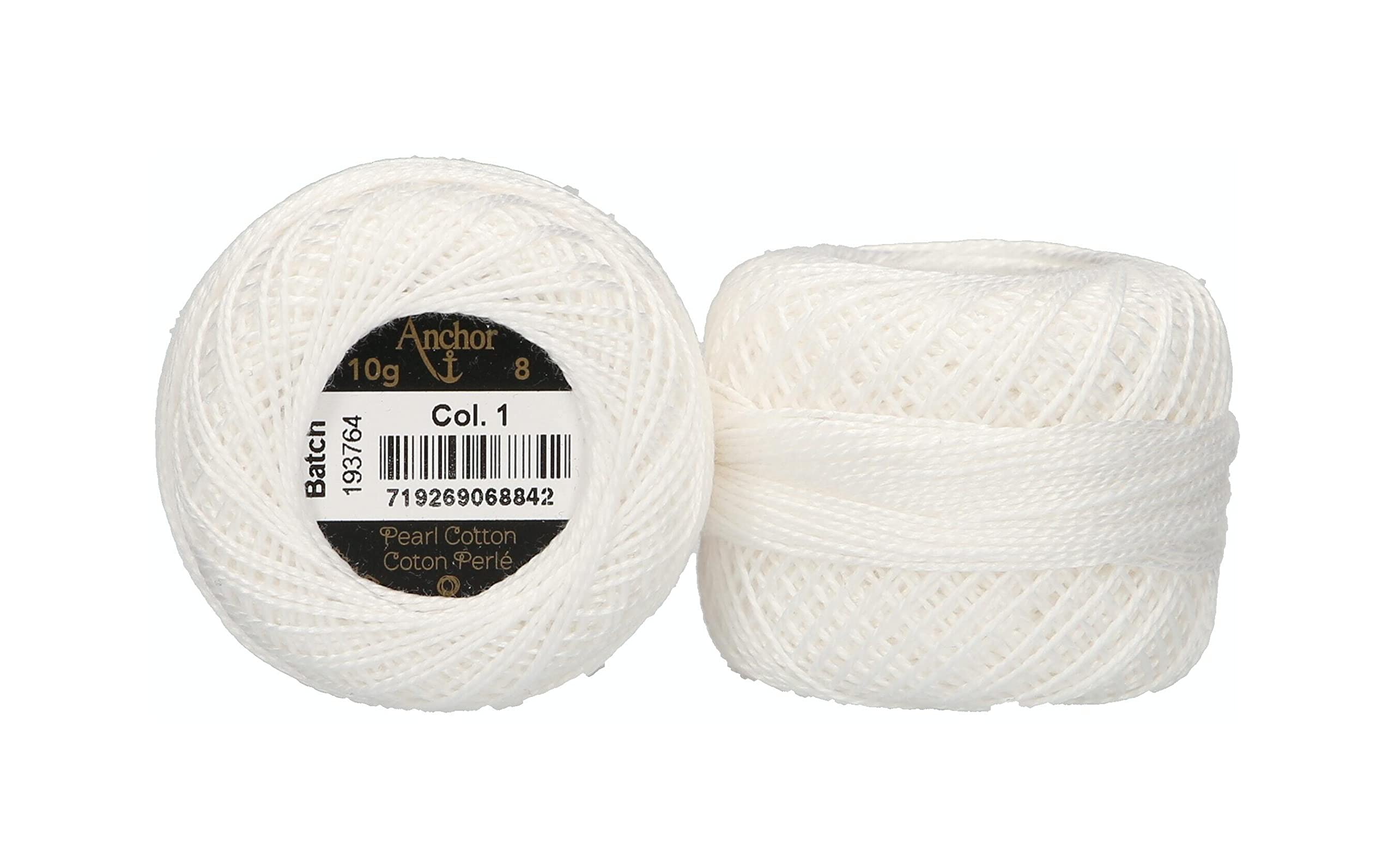 ANCHOR Pearl Yarn, Thickness: 8, Packaging: 10G, Running Length: 82M hochweiß Embroidery Threads