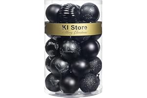 KI Store 34pcs Christmas Ball Ornaments Black 2.36-Inch Shatterproof Christmas Tree Decorations for Xmas Holiday Decor, Tree 