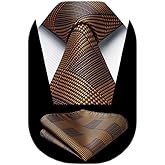 HISDERN Ties for Men Solid Houndstooth Neckties Handkerchief Formal Business Tie & Pocket Square Set Wedding Party