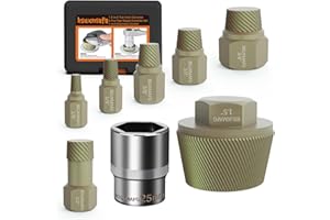 BSUXMAFG 1.5" Tub Drain Extractor, 8PCS Pipe Nipple Extractor with 1-inch Socket, Remove the Old, Broken, Stubborn, Rusted Drain Tub Bathtub Stopper, Strong Grab Plumbing Tools with Solid Storage Case