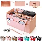 ETTP Purse Organizer Insert, Felt Tote Organizer Insert With Metal Zipper, Handbag Organizer For Speedy, Neverfull, Tote, Handbag, 7 Colors 5 Sizes