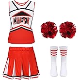 GNOGFUN Girls Cheerleader Costume Cheerleading Outfit for Birthday and Halloween Party Gift