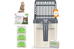 Neater Pet Brands Neater Scooper Standard Cat Litter Scoop, 60 Refill Bags – Mess-Free Cat Litter Scooper with Bag, Spill-Proof Kitty Box Sifter, Bin Doubles as Scoop Holder, For Single-Cat Households