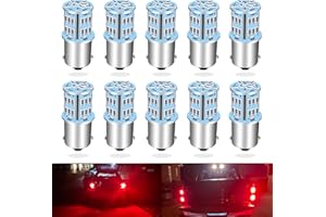 UNXMRFF 1156 LED Bulb Red 12 Volt 1141 BA15S LED Bulbs, Bayonet Single Contact Base1073 1003 BA15S 7506 LED Bulbs for Taill Brake Backup Reverse DRL Signal Parking Lights, 10-Pack
