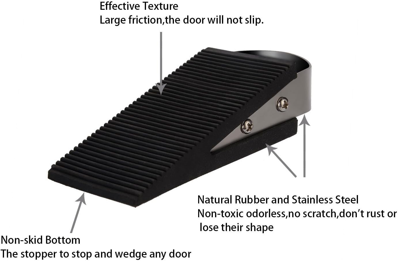 Spotact Heavy Duty Door Rubber Plug Anti-Skid Wedge-Shaped Door Block and Stainless Steel Handle Without Damaging Floor and Door Suitable for Hotels Families (2 Pack) - Image 5
