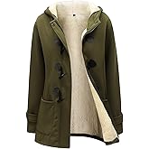 Gihuo Winter Jackets for Women Sherpa Lined Jacket Women Duffle Toggle Coat Hooded Fleece Jacket