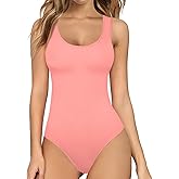 MANGOPOP Women's Tank Top Bodysuit Scoop Neck Sleeveless Body Suits Sexy U-Back Backless Going Out Tops