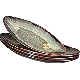 jinsongdafa Serving Platter Olives Plate Large Serving Tray, Set of 4, for Entertaining, Porcelain Trays and Platters Sushi Salad Plates Serving Dinnerware Appetizer Serving Tray, Black reaction Glaze