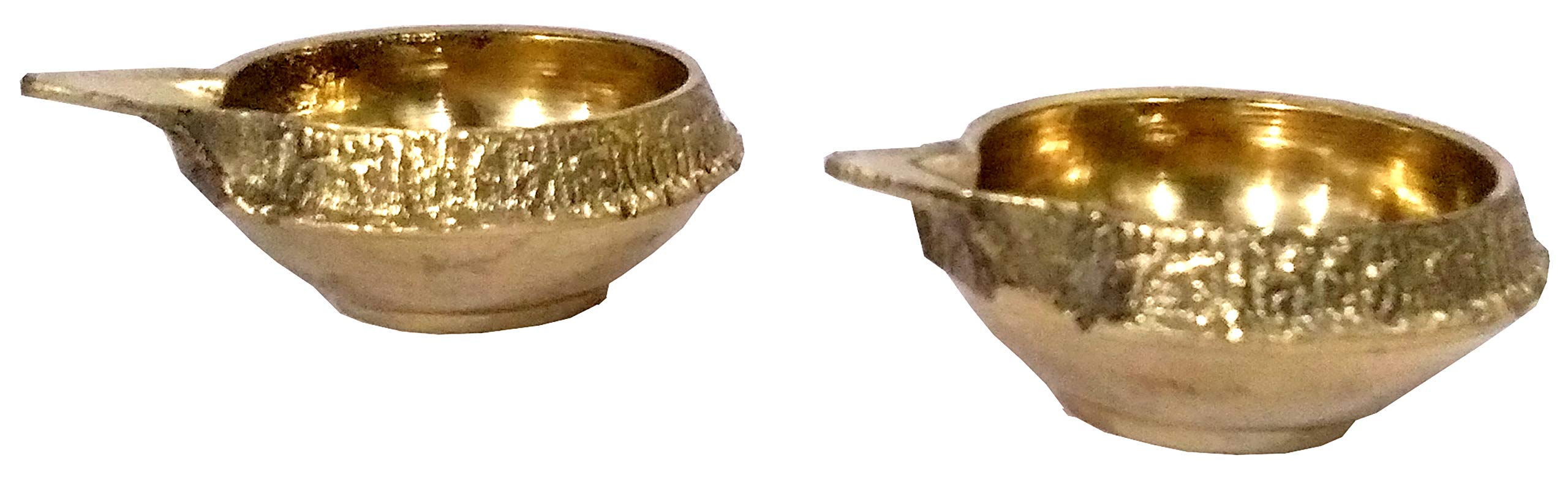 Purpledip Brass Diya Deepak Kuber Vilakku: Set of Two Oil Lamps for Décor, Puja/ Diwali, Lighting (10953)