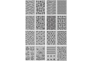 CHGCRAFT Lot de 16 feuilles de texture en argile polymère motif champignon pour poterie, boucles d'oreilles, bijoux, machines