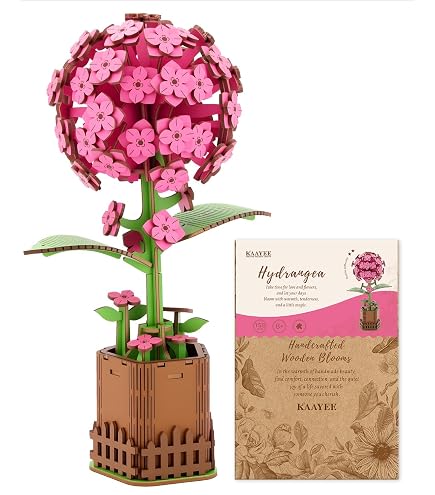 Kit De Rompecabezas 3D De Madera – Ramo De Hortensias Para Adultos, Fácil Montaje En 30-45 Min