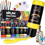 Colorful Stain Glass Paint Set with 6 Brushes, 1