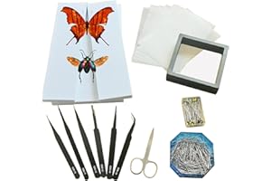 SRRPSPIGEON Insect Taxidermy Tools Butterfly Insect Taxidermy Tools Spreading Wing Board Set EVA pin Board 8x5inch PE Insect Box Butterfly Taxidermy Tools+sulfate Paper 6pcs Tweezers Set