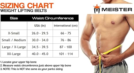 Meister Contoured Neoprene Weight Lifting Belt 6 Back Support