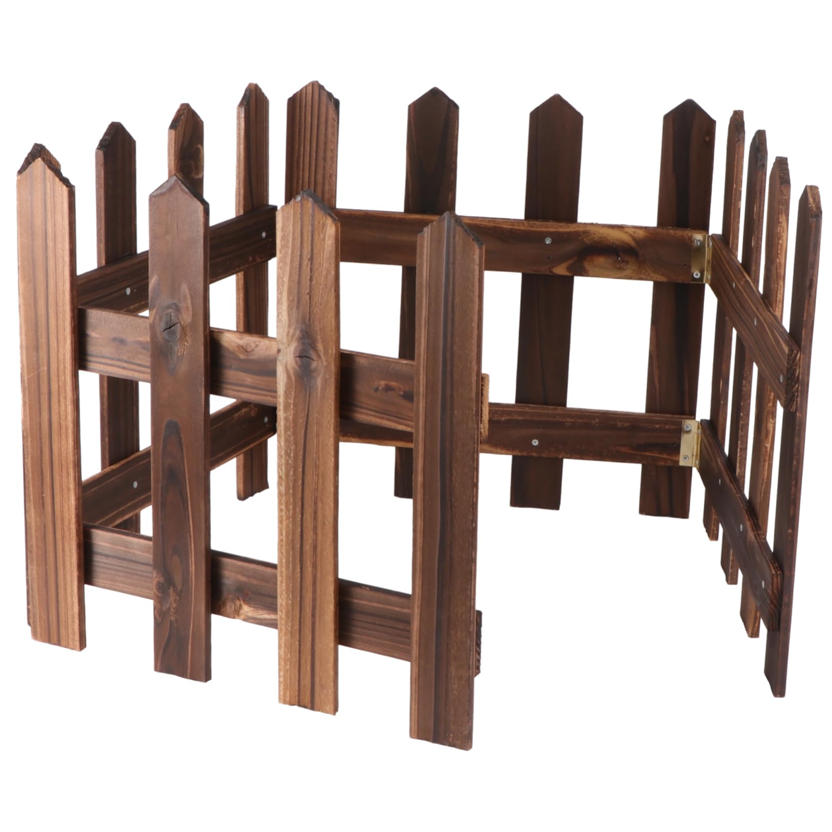 DOITOOL 1Pc 1.2M Christmas Tree Fence Decoractive Picket Fence Miniature Wood Picket for Fairy Garden Decoration (Carbonized)