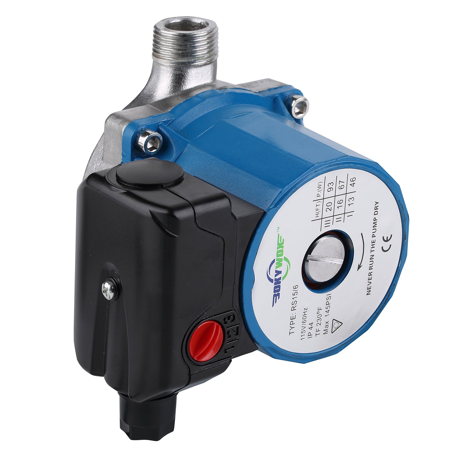 Hot Water Circulation Pump NPT 3/4'' Hot Water Recirculating Pump 3-Speed Circulating Pump Stainless Steel 304 Circulation Pump(RS15-6SB) Blue