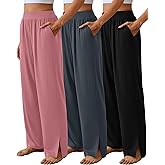 Neer 3 Pcs Women's Lounge Pants Side Slit High Waisted Joggers Wide Leg Yoga Sweatpants with Pocket Loose Cozy Pant