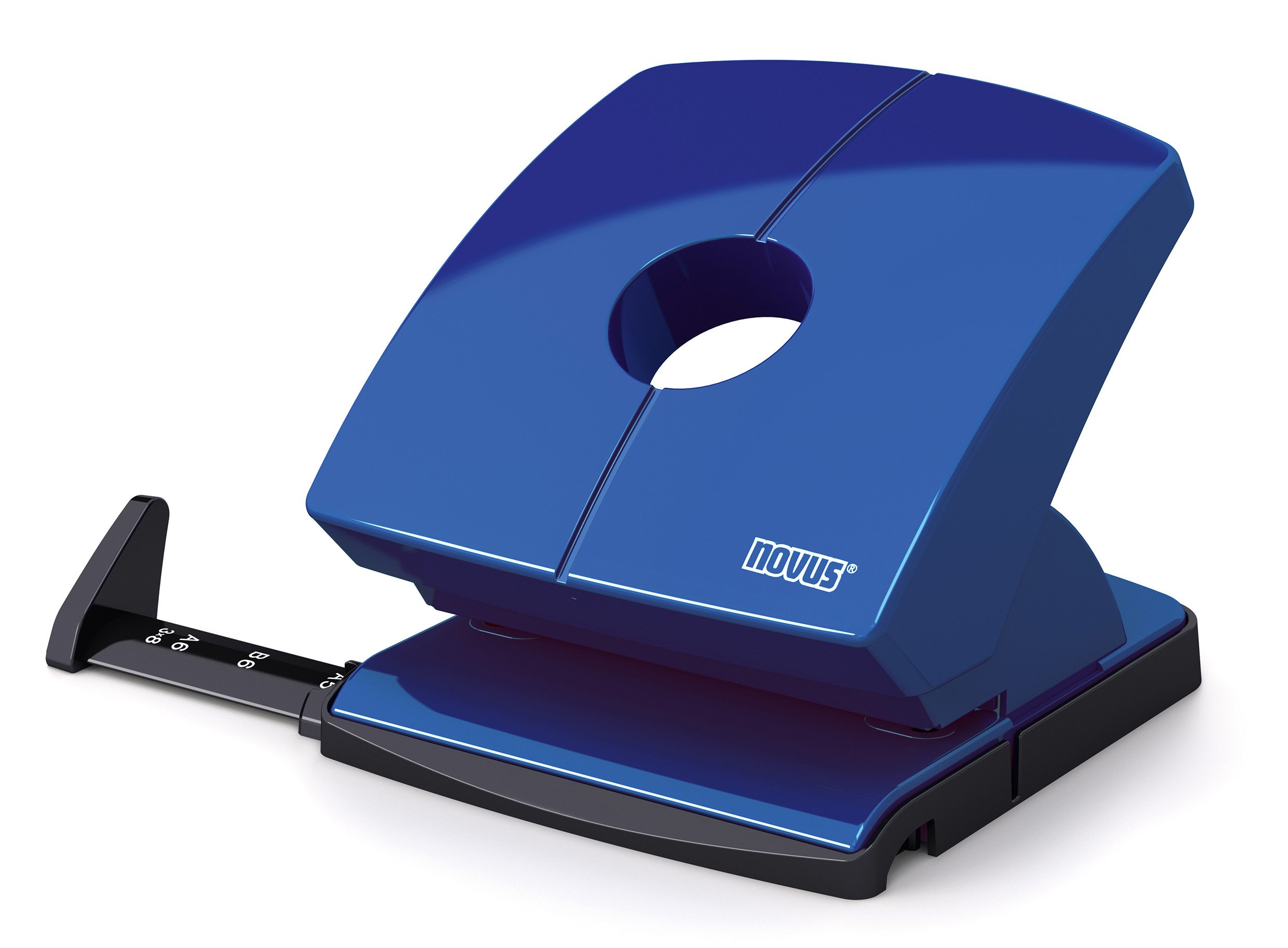 Novus 0616 Hole Punch Paper Guide with Instructions, Full Metal Kunstoffummanteltem Upper Part, 30 Sheets, Blue