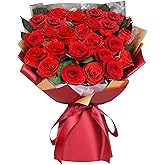 ADDWel 24 Pcs Preserved Real Red Roses, Two Dozen Long Lasting Forever Flowers, Valentine's Day Gifts for Wife Girlfriend Mom, Romantic Anniversary Birthday Gift, Unique Luxury Bouquet for Delivery