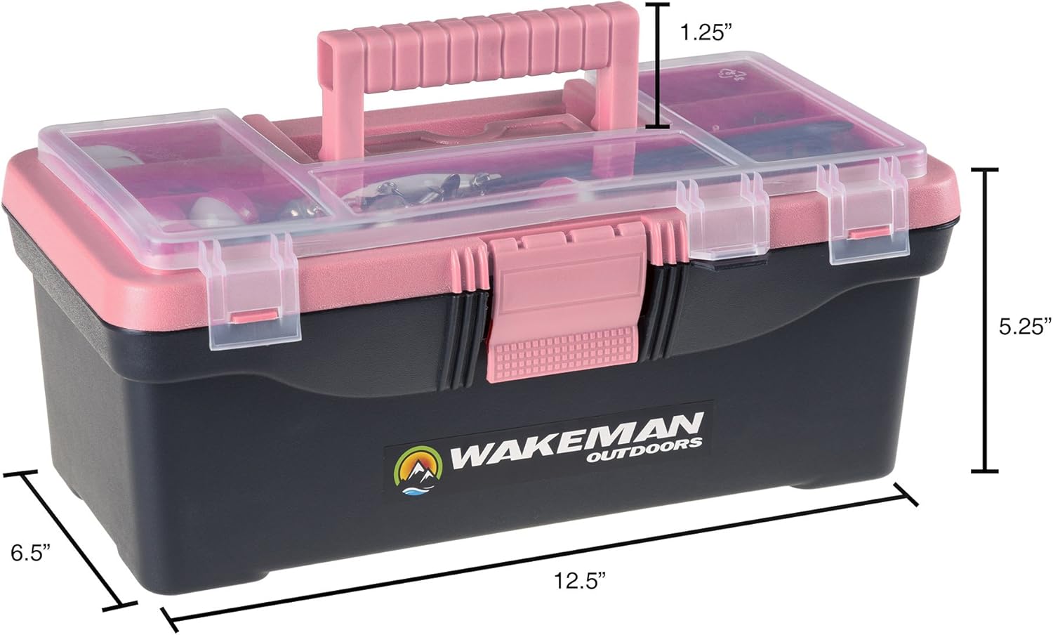 Fishing Single Tray Tackle Box- 55 Piece Tackle Gear Kit Includes Sinkers, Hooks Lures Bobbers Swivels and Fishing Line by Wakeman Outdoors (Pink) : Sports & Outdoors