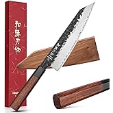 HEZHEN- 8.5” Chef Knife, 3 Layers High Carbon Clad Steel Kiritsuke Knife, Composite Forging Steel, Professional Japanese Kitchen Knife, Redwood Octagonal Handle With Wooden Knife Sheath