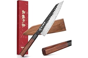 HEZHEN- 8.5” Chef Knife, 3 Layers High Carbon Clad Steel Kiritsuke Knife, Composite Forging Steel, Professional Japanese Kitc