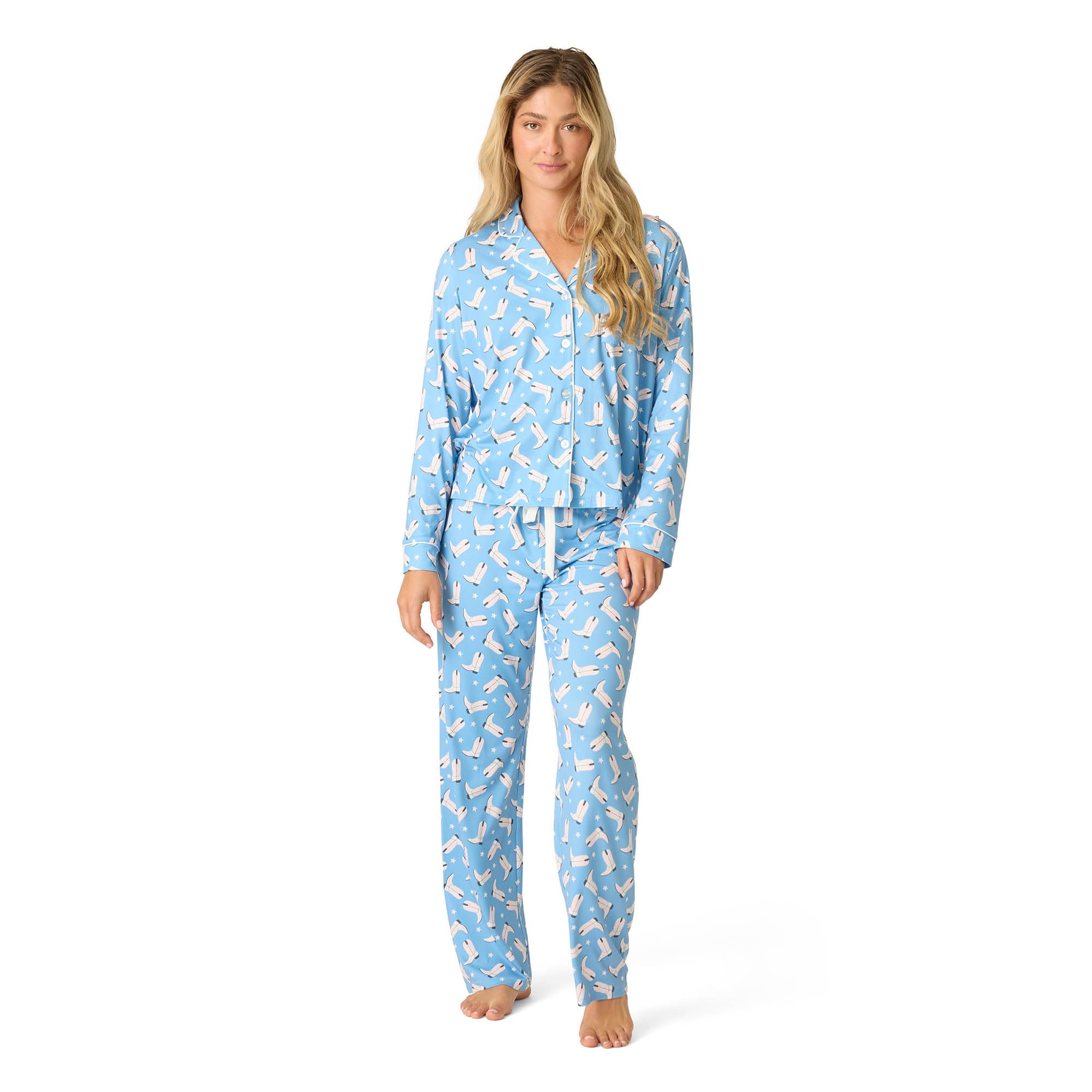 P.J. Salvage Women’s [Amazon Exclusive] Cloud Jersey 2-Piece Pj Set, Moonlight Blue, X-Large