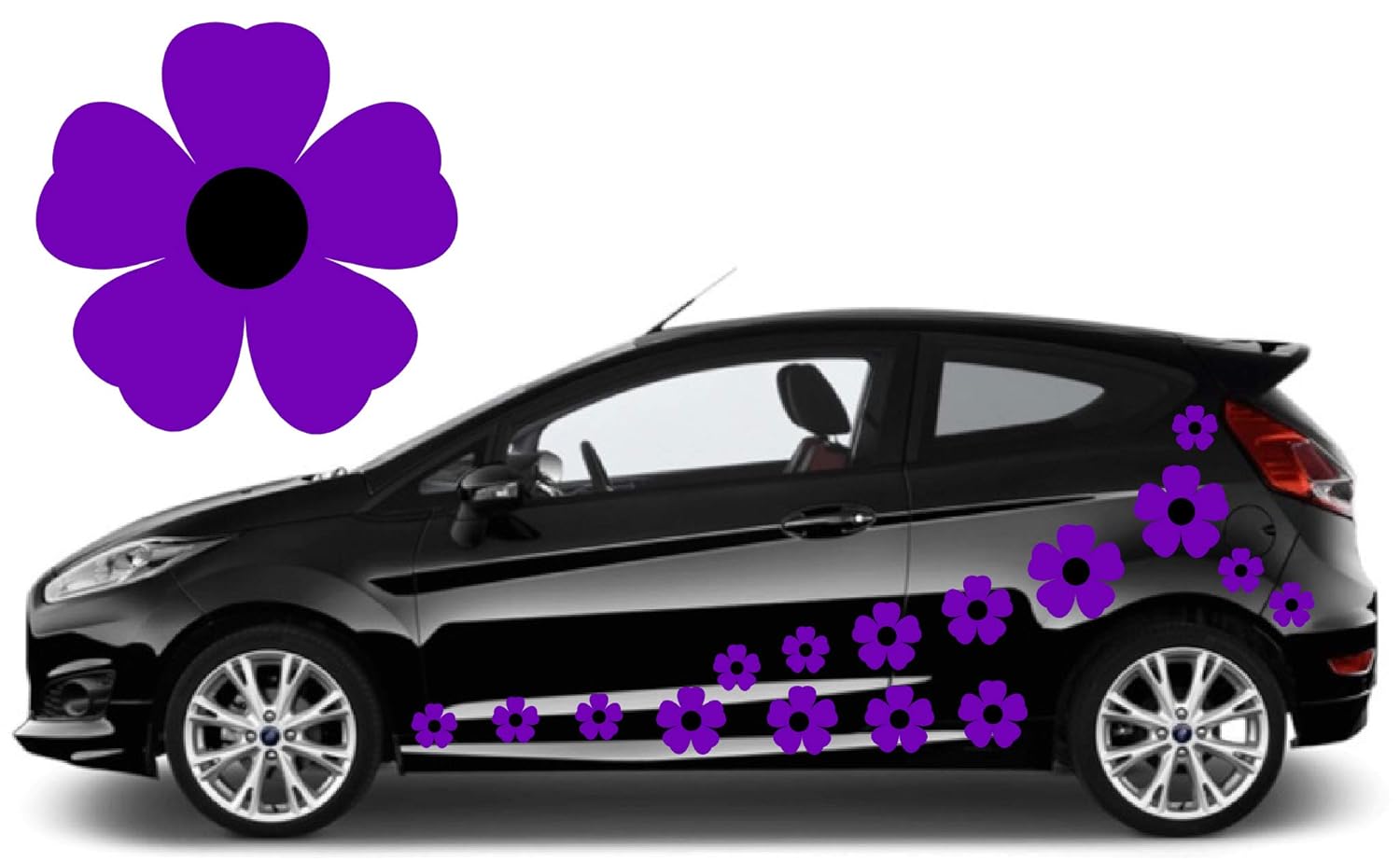 TEEZ 32 Purple & Black Flower Car Decals,Car Flower Stickers Graphics