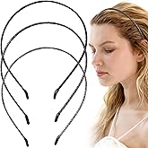 Lekgavd 3 Pcs Skinny Headbands for Women, Sparkly Plastic Headbands in 3 Colors, Thin Stylish Hair Headband Accessories for Women, Halloween, Christmas